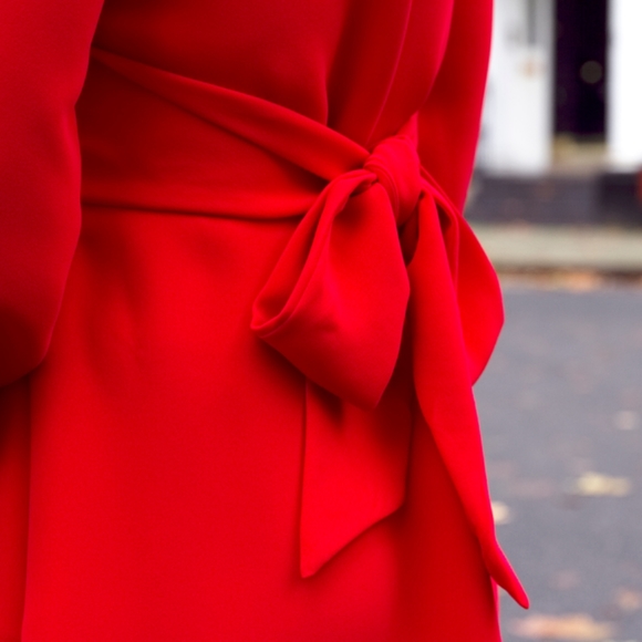 Kate Spade BNWOT Tie Waist Cocktail and Holiday dress. Lollipop Red color - Picture 4 of 12